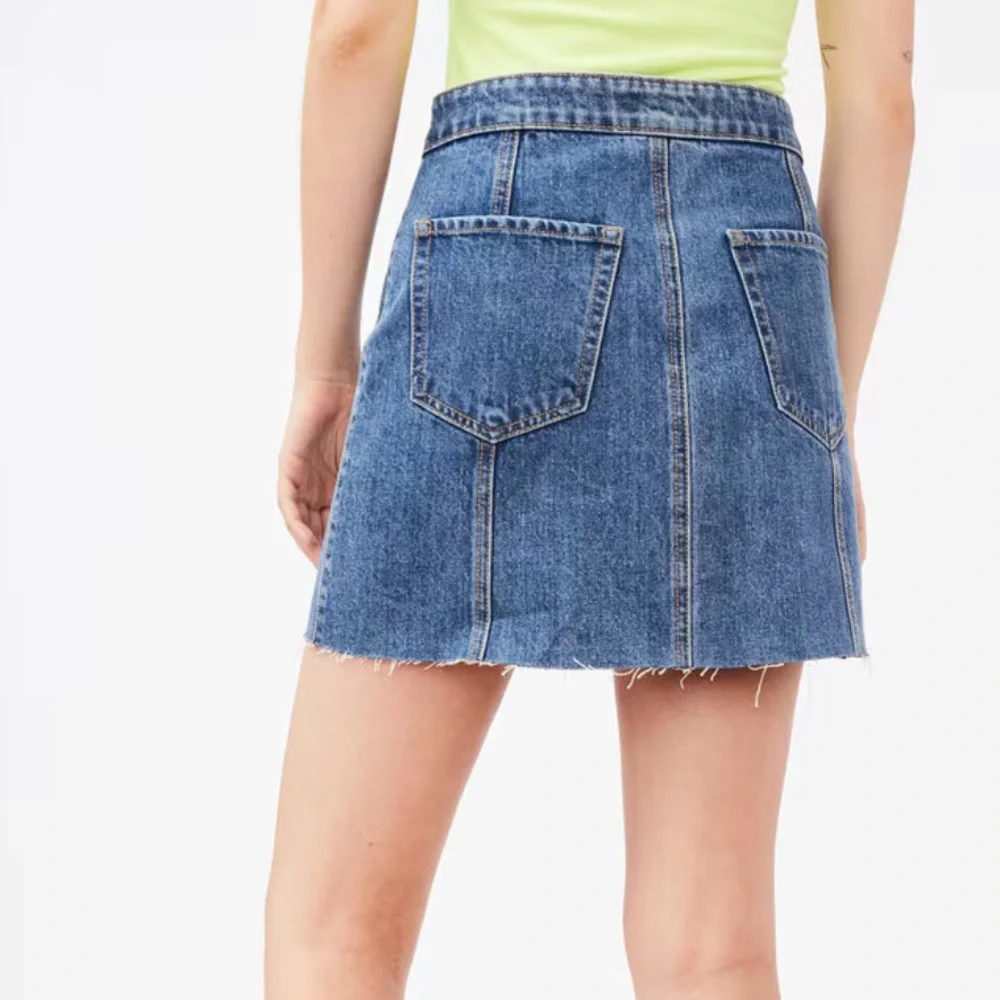 Real Denim High-Rise Buttoned Mini Skirt - Picture 3 of 6